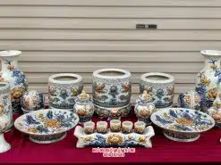 Bộ đồ thờ men rạn đắp nổi số 03