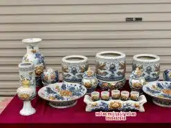 Bộ đồ thờ men rạn đắp nổi số 03