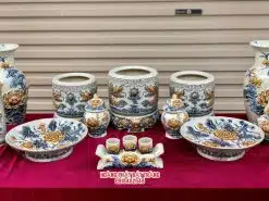 Bộ đồ thờ men rạn đắp nổi số 04