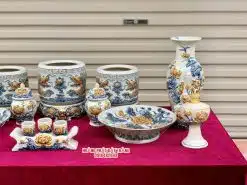 Bộ đồ thờ men rạn đắp nổi số 04