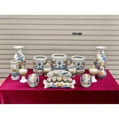 Bộ đồ thờ men rạn đắp nổi số 06 Bát Tràng