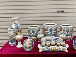 Bộ đồ thờ men rạn đắp nổi số 06 Bát Tràng