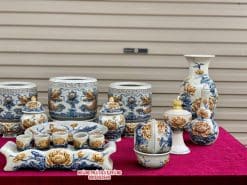 Bộ đồ thờ men rạn đắp nổi số 06 Bát Tràng