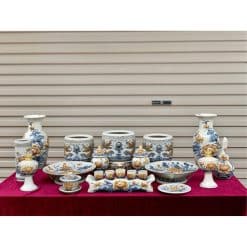 Bộ đồ thờ men rạn đắp nổi số 08 Bát Tràng