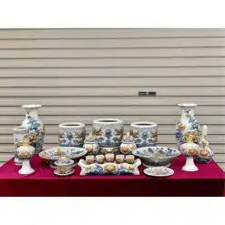 Bộ đồ thờ men rạn đắp nổi số 08 Bát Tràng