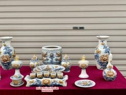 Bộ đồ thờ men rạn đắp nổi số 09 Bát Tràng