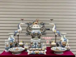 Bộ đồ thờ men rạn đắp nổi số 11 Bát Tràng