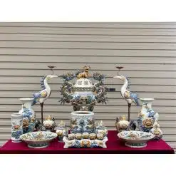 Bộ đồ thờ men rạn đắp nổi số 11 Bát Tràng