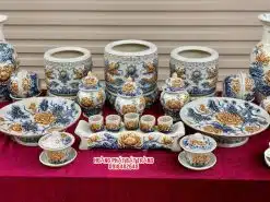 Bộ đồ thờ men rạn đắp nổi số 01