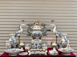 Bộ đồ thờ men rạn đắp nổi số 12 Bát Tràng