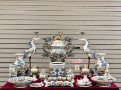 Bộ đồ thờ men rạn đắp nổi số 12 Bát Tràng