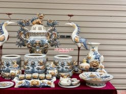 Bộ đồ thờ men rạn đắp nổi số 13 Bát Tràng