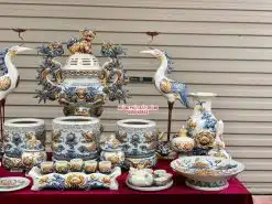 Bộ đồ thờ men rạn đắp nổi số 13 Bát Tràng