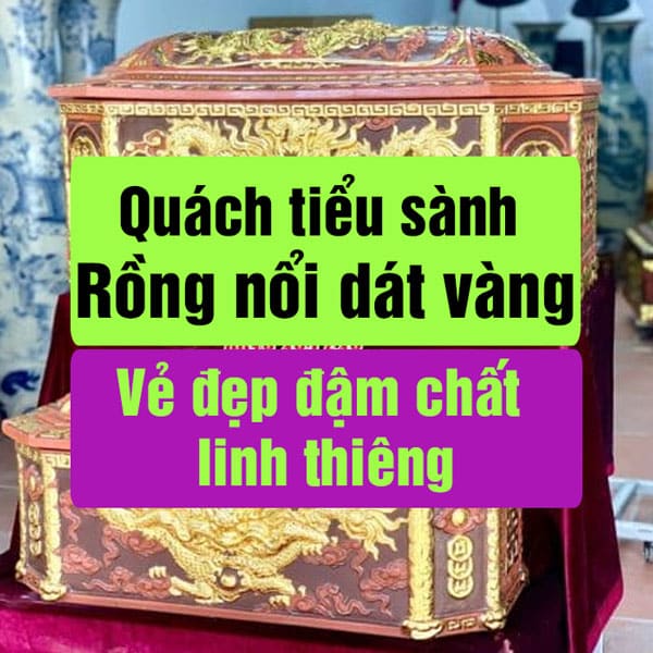 Quách tiểu sành rồng nổi dát vàng 2025