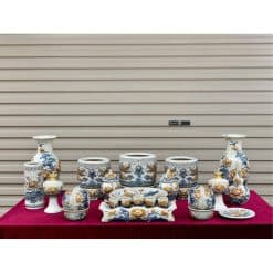 Bộ đồ thờ men rạn đắp nổi số 07 Bát Tràng