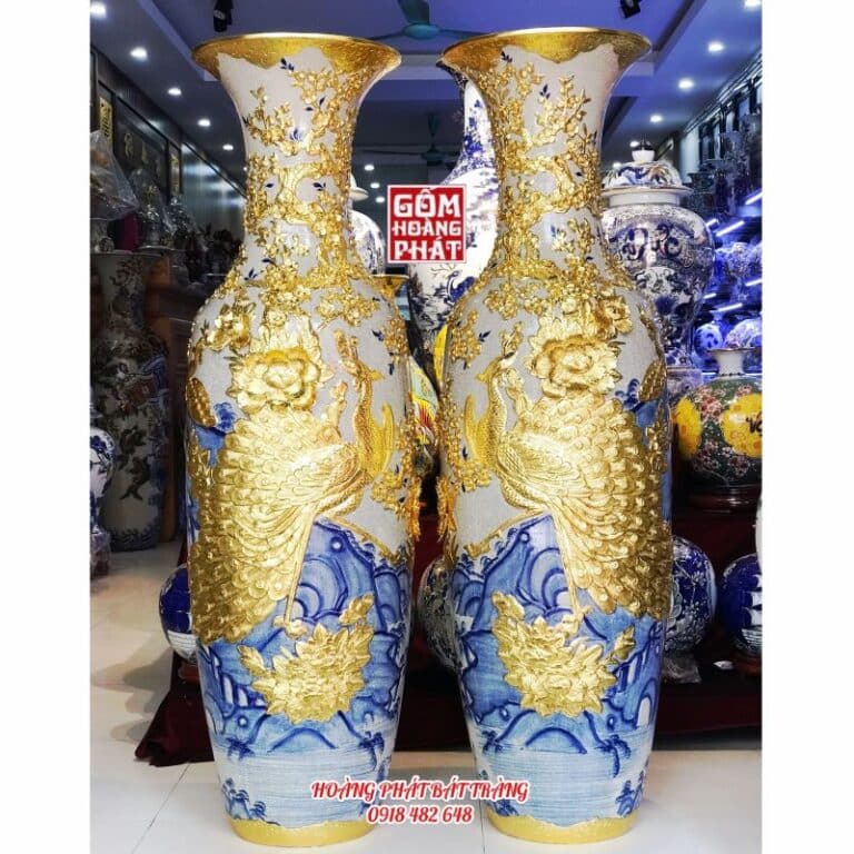 Lộc bình sứ công danh phú quý dát vàng cao cấp