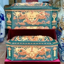 Quách tiểu sành Rồng bát giác xanh lục bảo cỡ Đại QTSA86