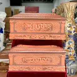 Quách tiểu sành rồng chân quỳ nâu 2 màu cỡ Đại QTSA94