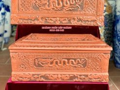 Quách tiểu sành rồng chân quỳ đỏ 2 màu cỡ Đại QTSA93