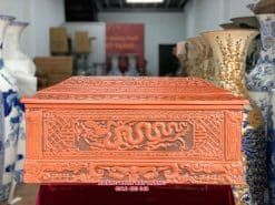 Quách tiểu sành rồng chân quỳ đỏ 2 màu cỡ Đại QTSA93