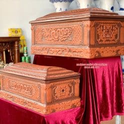 Quách tiểu sành rồng chân quỳ đỏ 2 màu cỡ Đại QTSA94