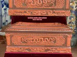 Quách tiểu sành rồng chân quỳ đỏ 2 màu cỡ Đại QTSA94