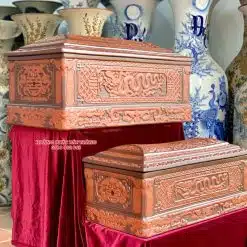 Quách tiểu sành rồng chân quỳ đỏ 2 màu cỡ Đại QTSA94