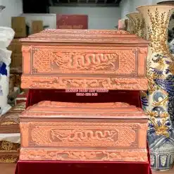 Quách tiểu sành rồng chân quỳ đỏ 2 màu cỡ Đại QTSA94