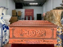 Quách tiểu sành rồng chân quỳ đỏ 2 màu cỡ Đại QTSA94