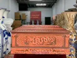 Quách tiểu sành rồng chân quỳ đỏ 2 màu cỡ Đại QTSA94