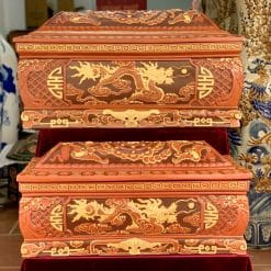 Quách tiểu sành rồng phình đỏ ba màu cỡ Đại QTSA92