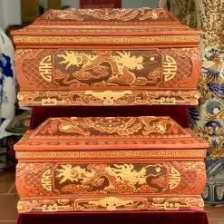 Quách tiểu sành rồng phình đỏ ba màu cỡ Đại QTSA92