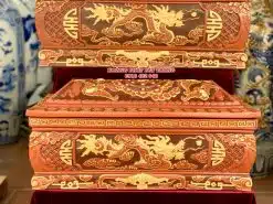 Quách tiểu sành rồng phình đỏ ba màu cỡ Đại QTSA99