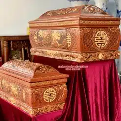 Quách tiểu sành rồng phình đỏ ba màu cỡ Đại QTSA99