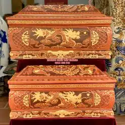 Quách tiểu sành rồng phình đỏ ba màu cỡ Đại QTSA99