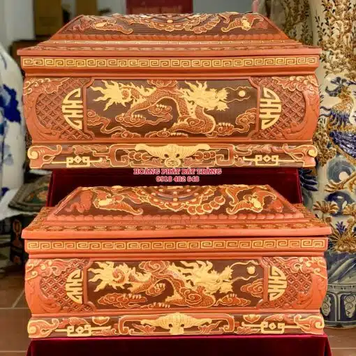 Quách tiểu sành rồng phình đỏ ba màu cỡ Đại QTSA99