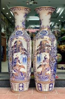 Lục bình sứ tứ quý vẽ vàng cao cấp Bát Tràng