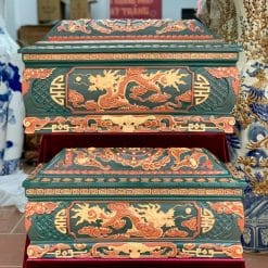 Quách tiểu sành rồng phình xanh lục bảo cỡ Đại QTSA87