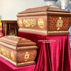 Tiểu quách sành ngũ phúc kim tiền nâu ba màu cỡ Đại QTSA91