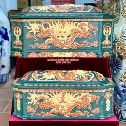 Quách tiểu sành Rồng bát giác xanh lục bảo cỡ Đại QTSA86