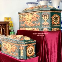 Quách tiểu sành Rồng bát giác xanh lục bảo cỡ Đại