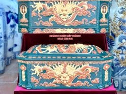 Quách tiểu sành Rồng bát giác xanh lục bảo cỡ Đại