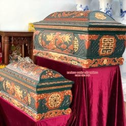 Quách tiểu sành rồng phình xanh lục bảo cỡ Đại QTSA87