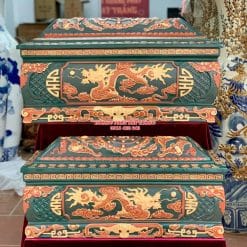 Quách tiểu sành rồng phình xanh lục bảo cỡ Đại QTSA87