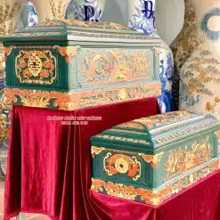 Quách tiểu sành sen chân quỳ tỉa nét xanh lục bảo mái Vòm QTSA89