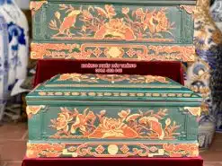 Quách tiểu sành sen chân quỳ tỉa nét xanh lục bảo mái Vòm QTSA89