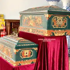 Quách tiểu sành sen chân quỳ tỉa nét xanh lục bảo mái Vòm QTSA89