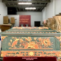 Quách tiểu sành sen chân quỳ tỉa nét xanh lục bảo mái Vòm QTSA89