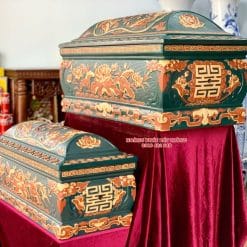 Quách tiểu sành sen phình tỉa nét xanh lục bảo cỡ Đại QTSA90