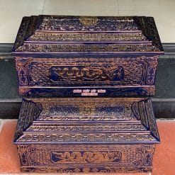 Quách tiểu sứ rồng xanh lam xám vẽ vàng